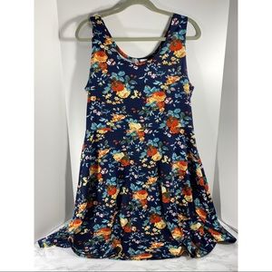 Toms Ware Navy w/Floral Print Fit to Flare Dress